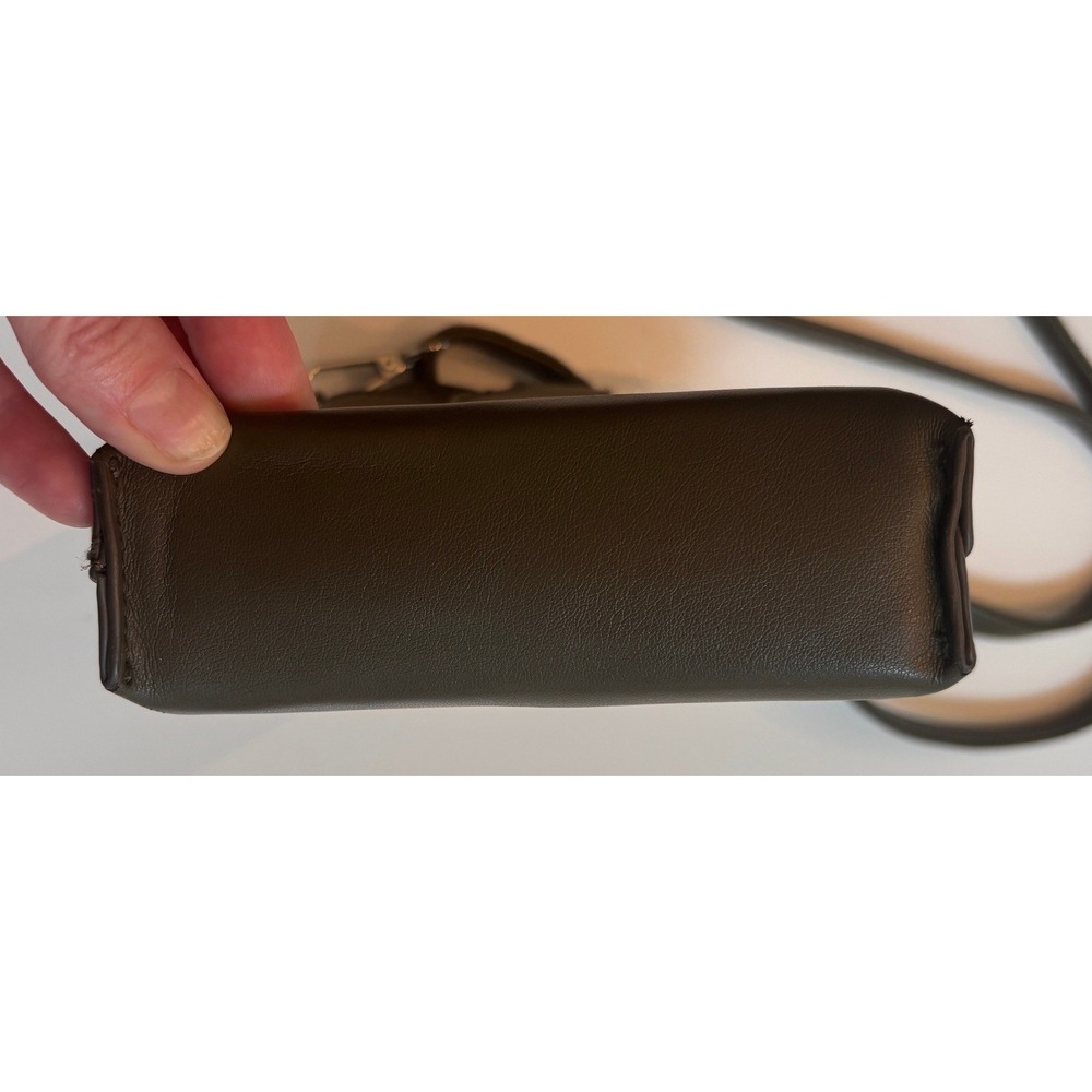 Olive Green Faux Leather Crossbody Phone Bag Small Minimalist Messenger Bag - Picture 2 of 8